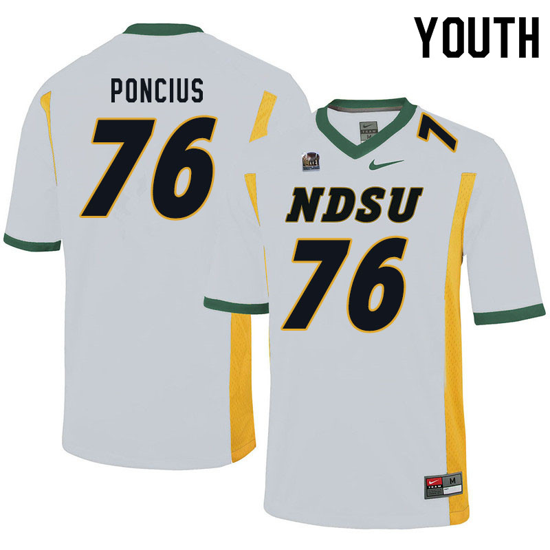 Youth #76 Hunter Poncius North Dakota State Bison College Football Jerseys Sale-White